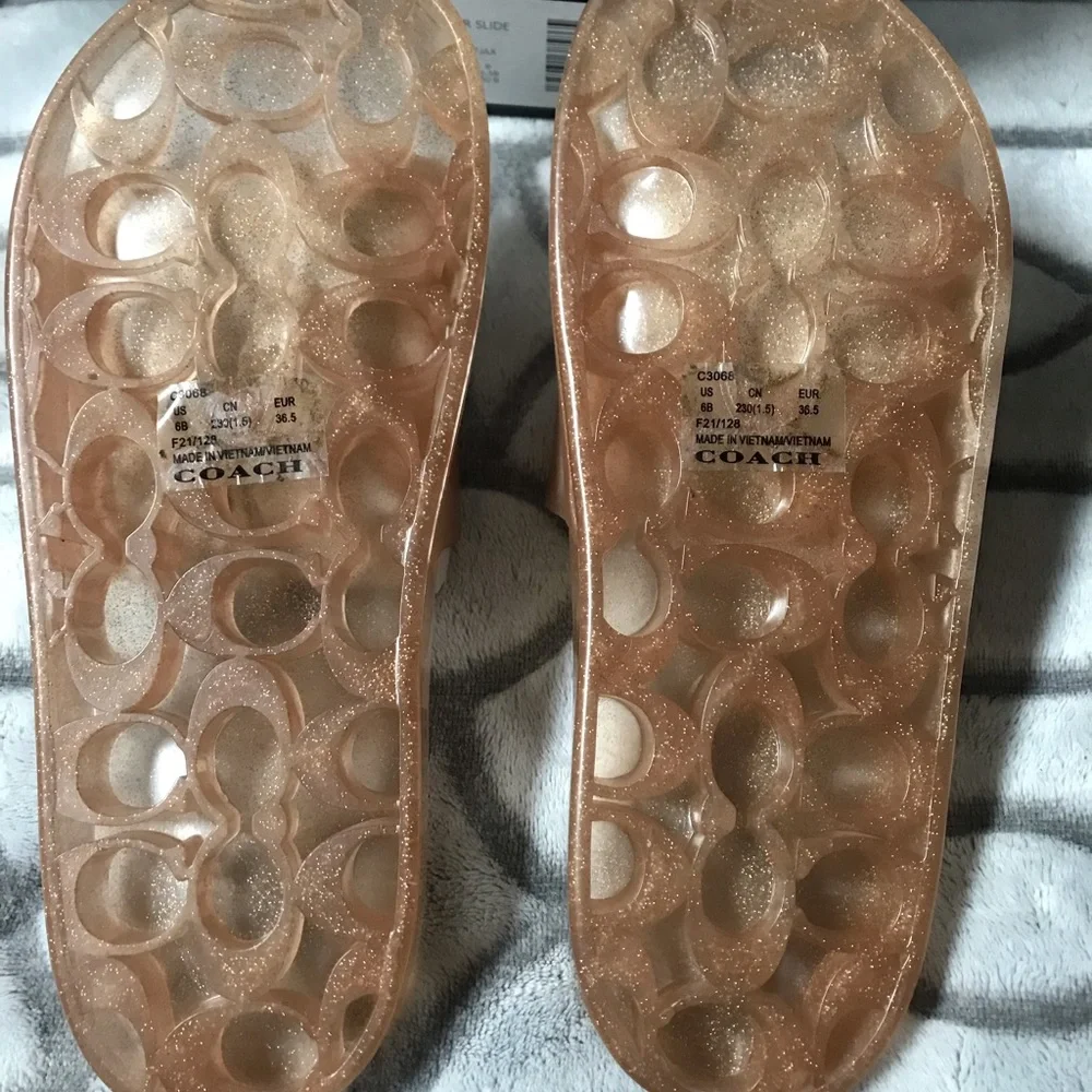 Coach Ulyssa Dark Gold Rubber Slide - Women's Sandal New